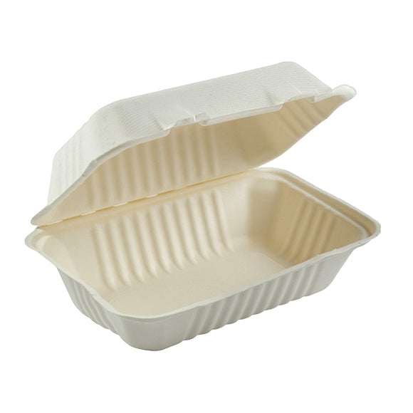 963P Deep Fiber Hoagie Hinged Lid Container - 250/Case