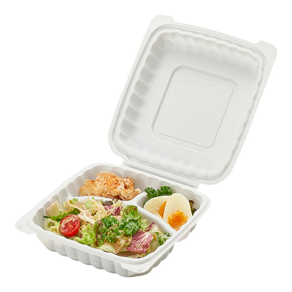 8" Shallow MFPP 3-Compartment Hinged Clamshell - 150/CS