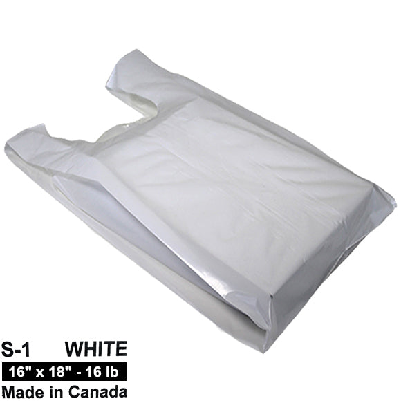 S-1 | White T-Shirt Bag - 16" x 18" - 17LB/Case
