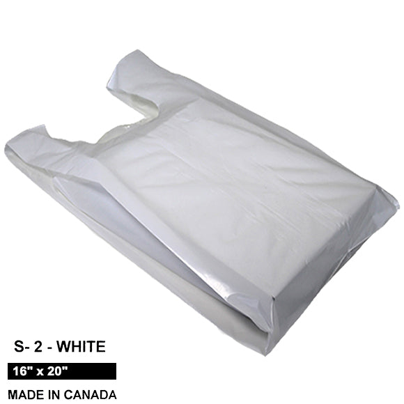 S-2 | White T-Shirt Bag - 16" x 20" - 15LB/Case