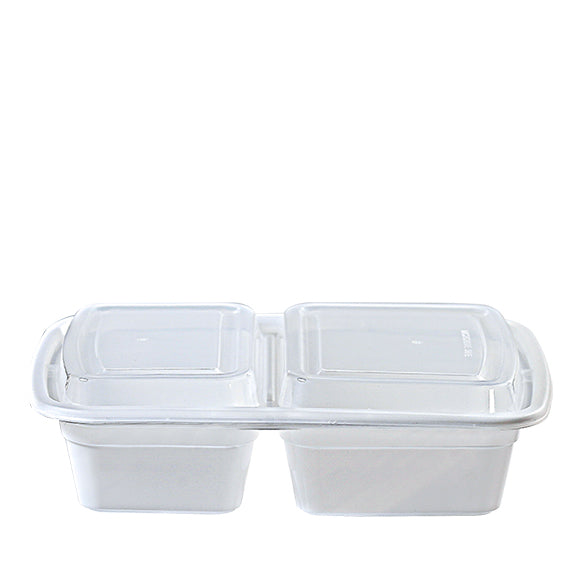 YL-302W 30oz 2-Compartment Microwavable Container with Lid - 150/Case