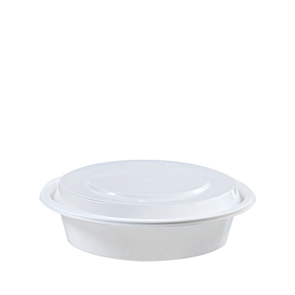 YR-24 7" 24oz Round Microwavable Container With clear Lid - 150/Case
