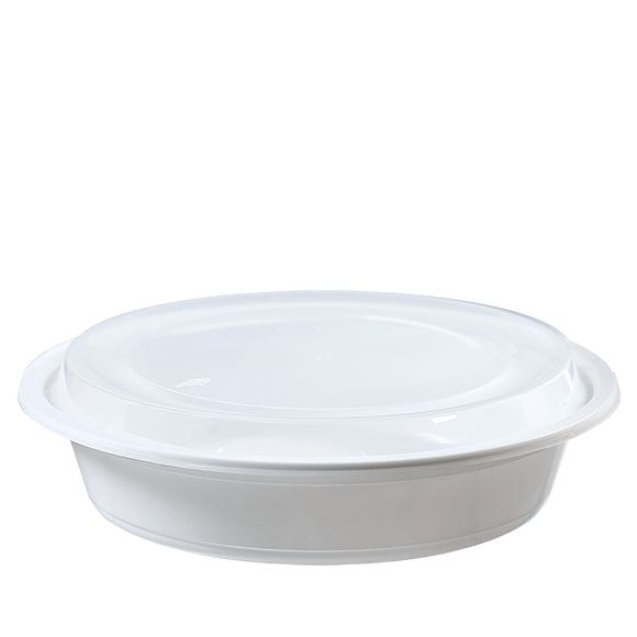 YR-48 9" 48oz Round Microwavable Container With clear Lid - 150/Case